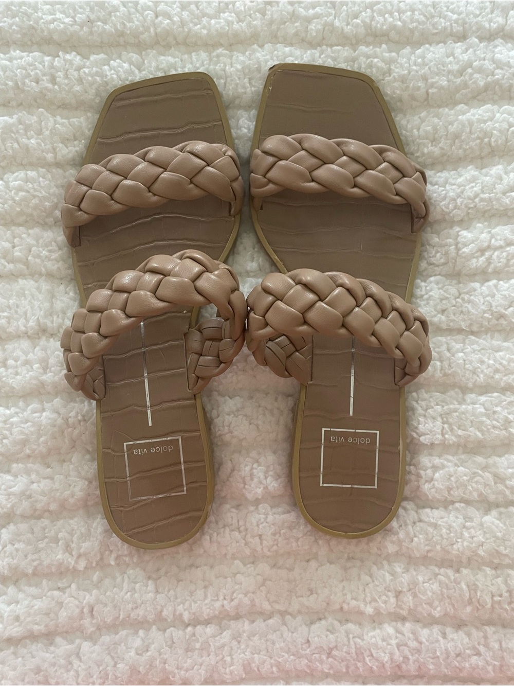Dolce Vita Braided Double-Strap Slide Sandals - Taupe